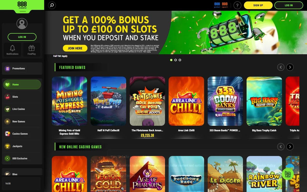 888casino: screenshot of the casino site