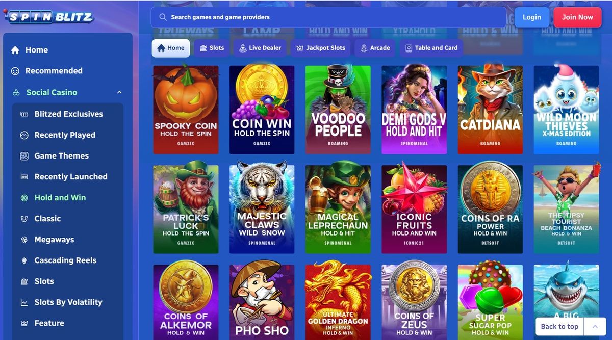 All Slots Casino: screenshot of the casino site