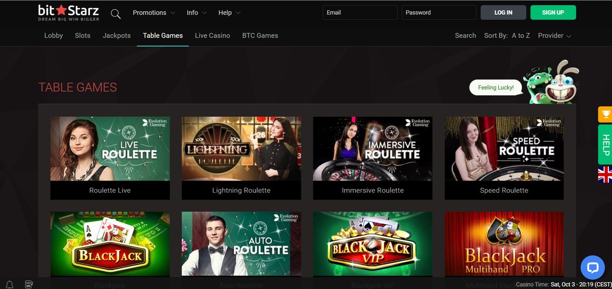 BitStarz: screenshot of the casino site