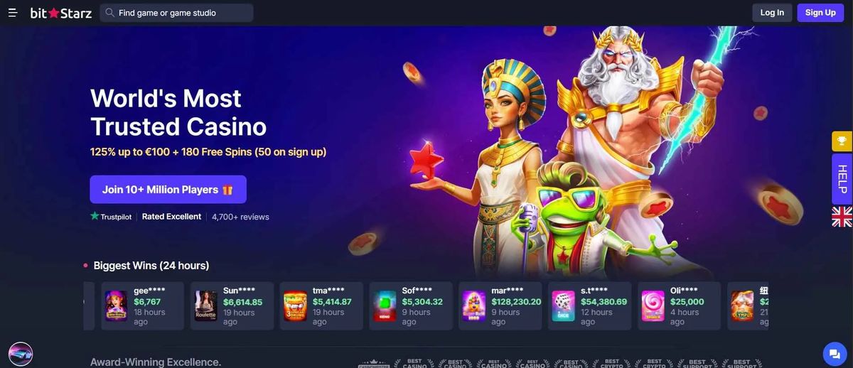 BitStarz: screenshot of the casino site