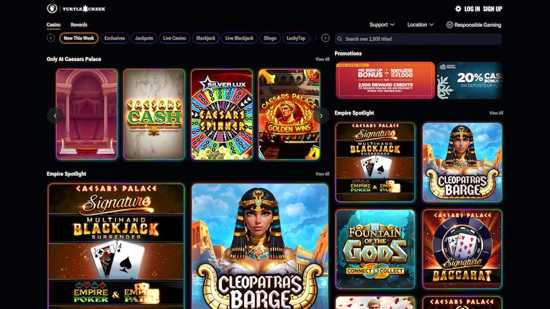Caesars Palace Online Casino: screenshot of the casino site