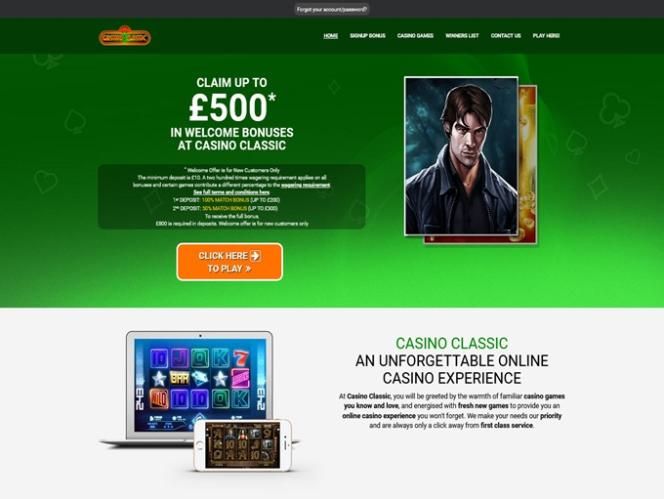Casino Classic: screenshot of the casino site