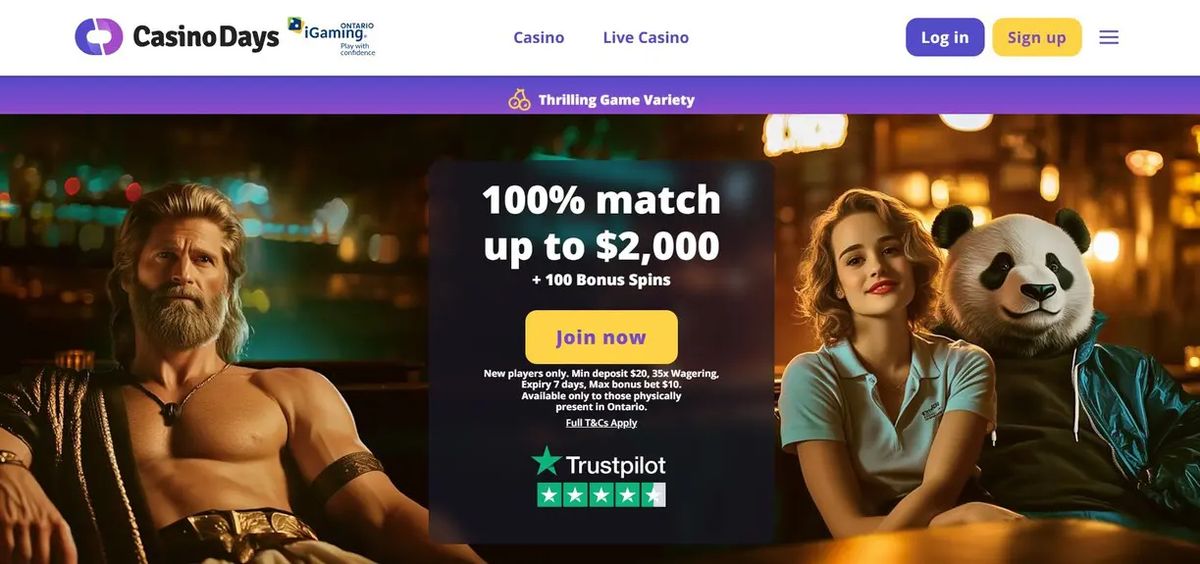 Casino Days: screenshot of the casino site