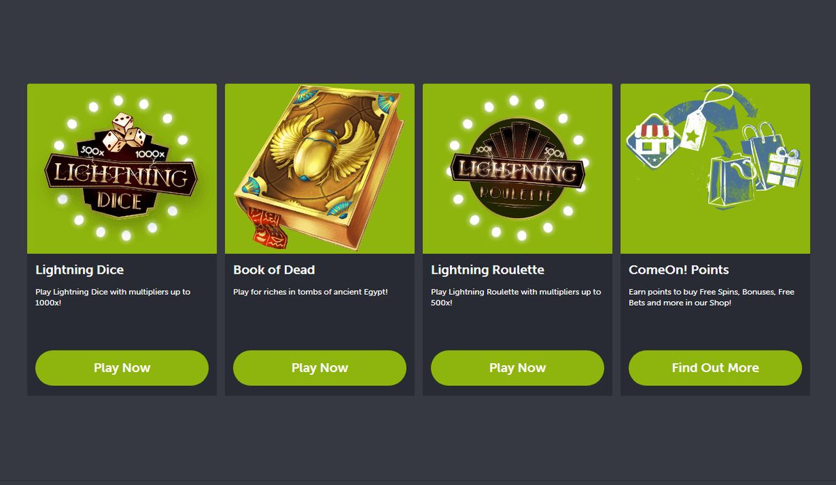 ComeOn Casino: screenshot of the casino site