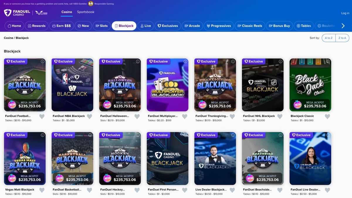 FanDuel Casino: screenshot of the casino site