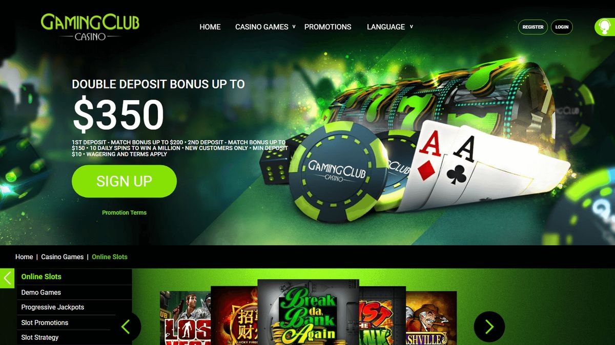 Gaming Club Casino: screenshot of the casino site