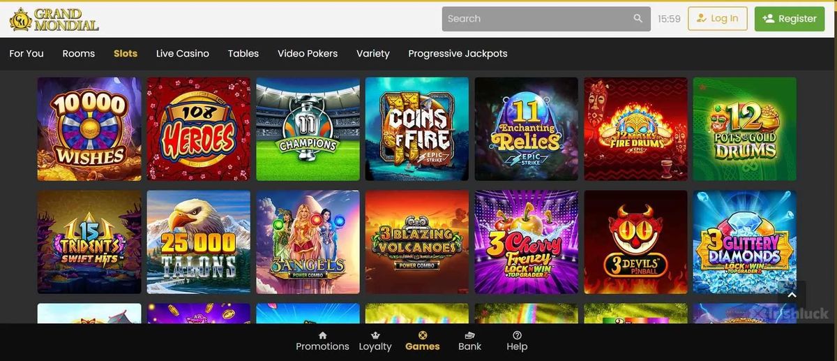 Grand Mondial Casino: screenshot of the casino site