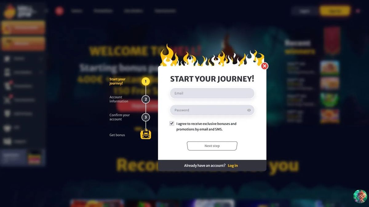 HellSpin Casino: screenshot of the casino site