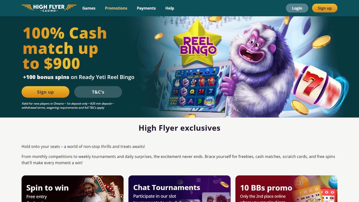 High Flyer Casino: screenshot of the casino site