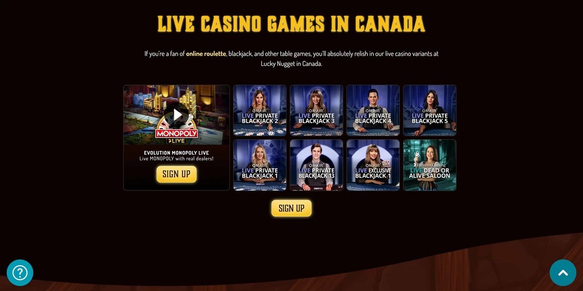 Lucky Nugget Casino: screenshot of the casino site