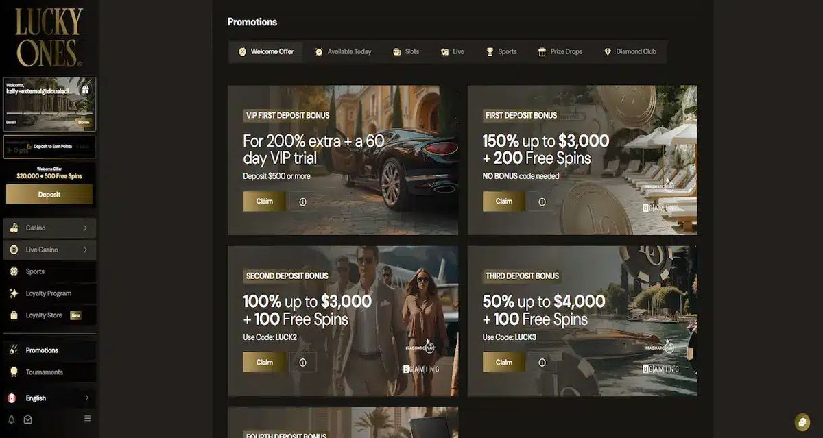 Lucky Ones Casino: screenshot of the casino site