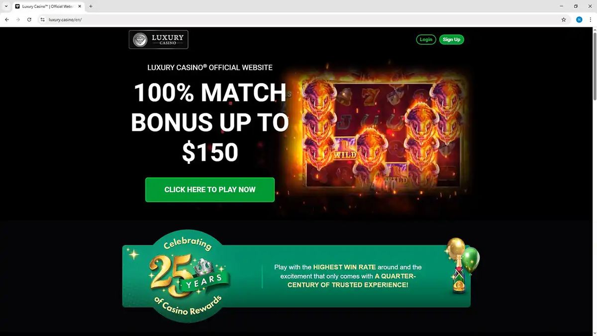 Luxury Casino: screenshot of the casino site