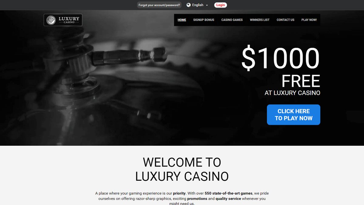 Luxury Casino: screenshot of the casino site