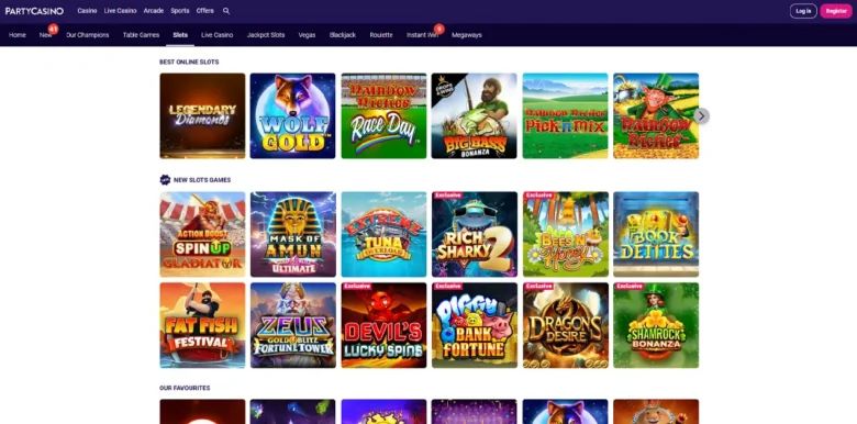 PartyCasino: screenshot of the casino site