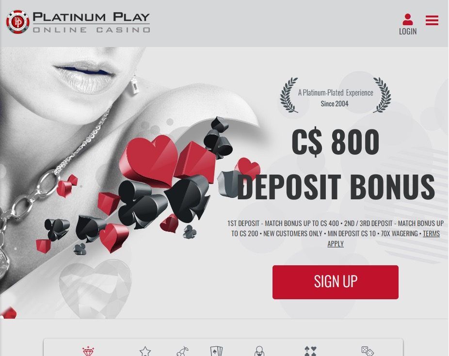 Platinum Play Casino: screenshot of the casino site