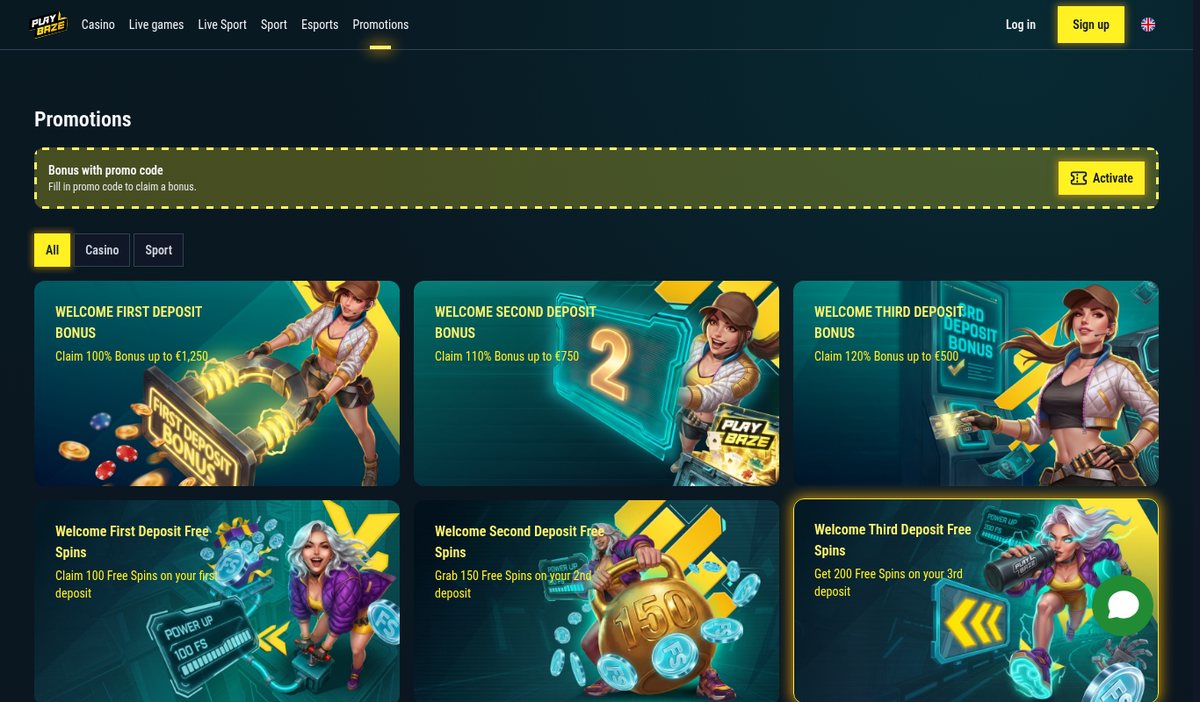 Playbaze casino lobby with the welcome bonus banners and new slots