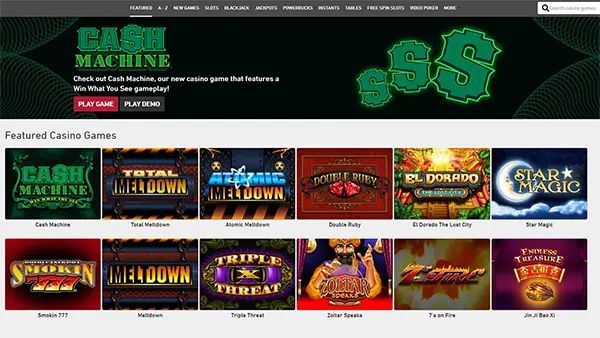 PlayNow: screenshot of the casino site