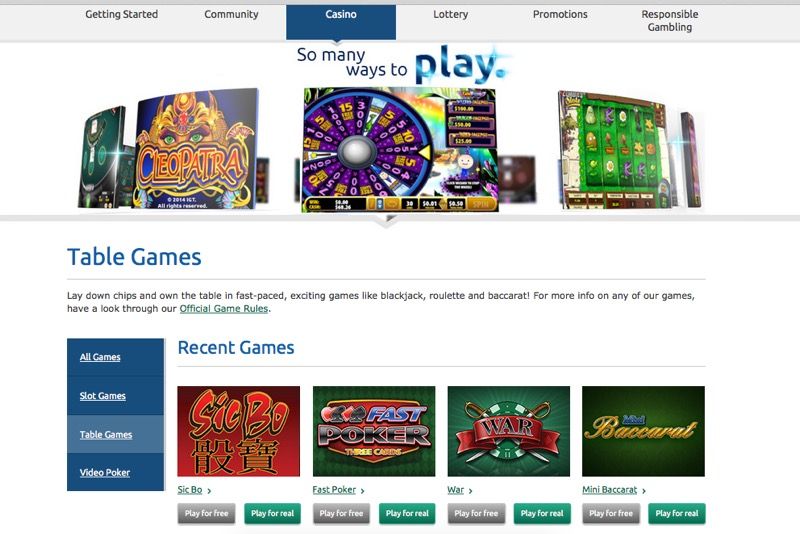 PlayOLG: screenshot of the casino site
