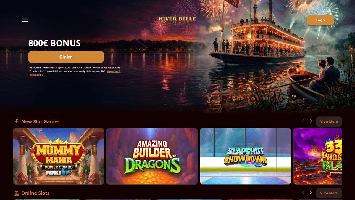 River Belle Casino: screenshot of the casino site