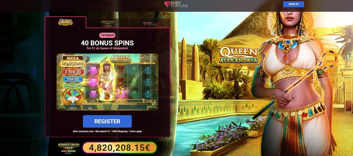Ruby Fortune Casino: screenshot of the casino site