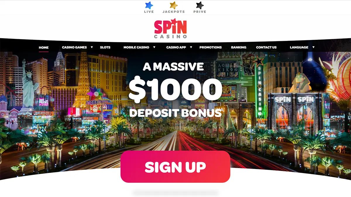Spin Casino: screenshot of the casino site