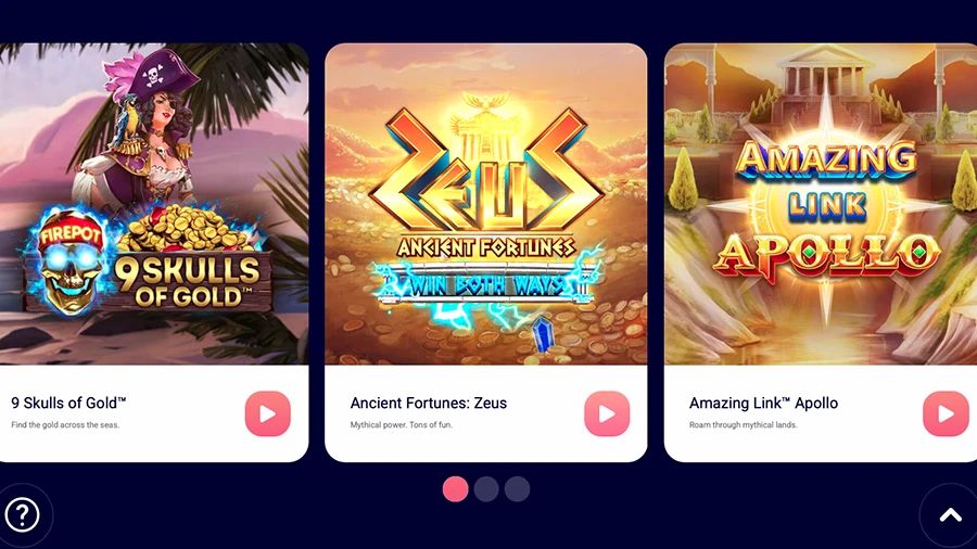 Spin Galaxy Casino: screenshot of the casino site