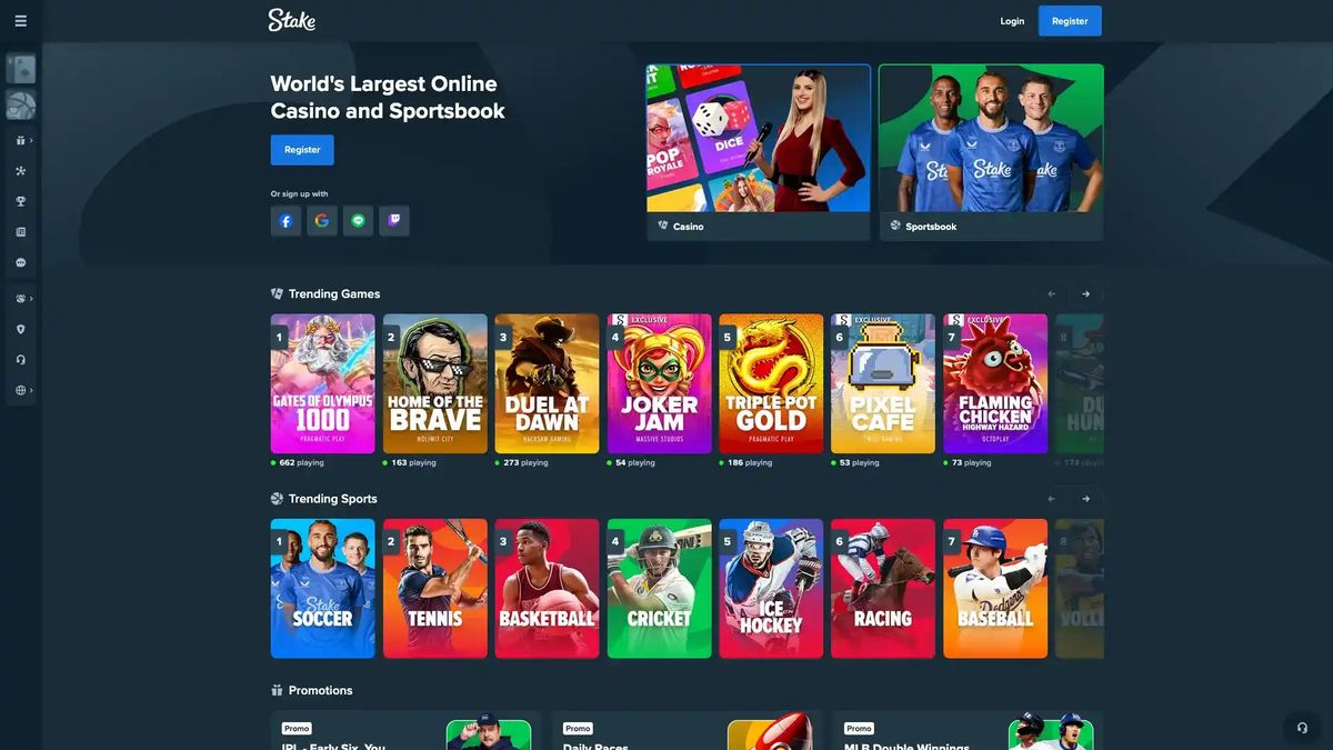 Stake: screenshot of the casino site