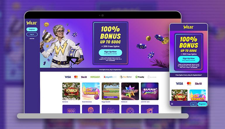 Wildz Casino: screenshot of the casino site