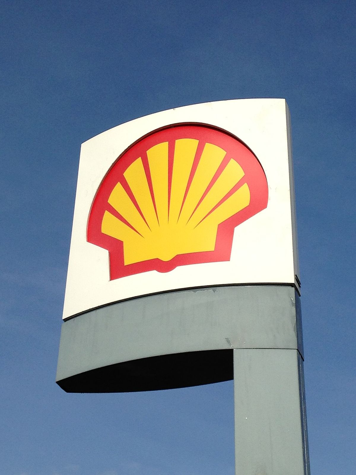 Logo of Royal Dutch Shell at a gas station in Aalsmeer, the Netherlands