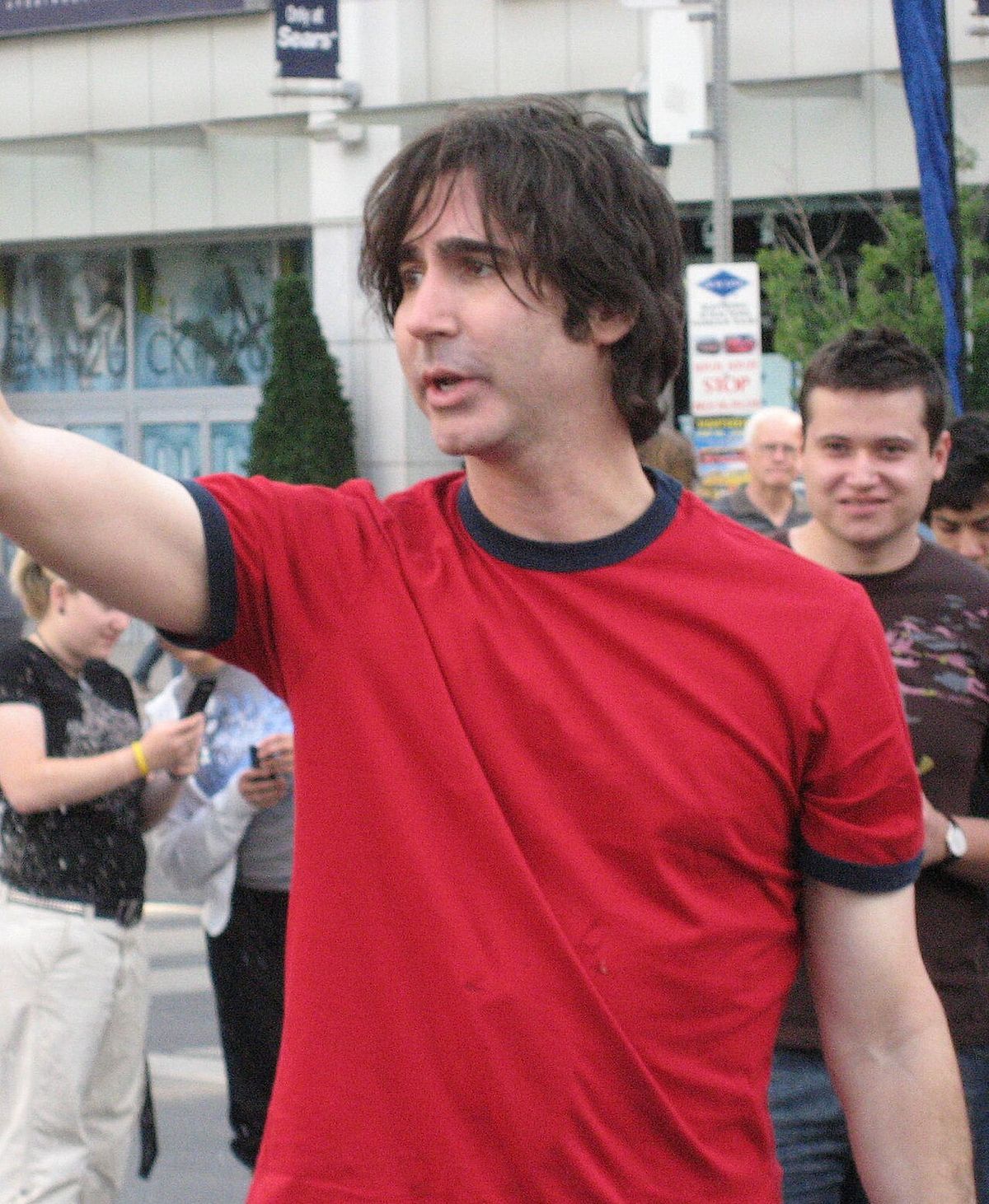 Spencer Rice filming the show Kenny vs. Spenny on Yonge-Dundas Square in Toronto, Canada