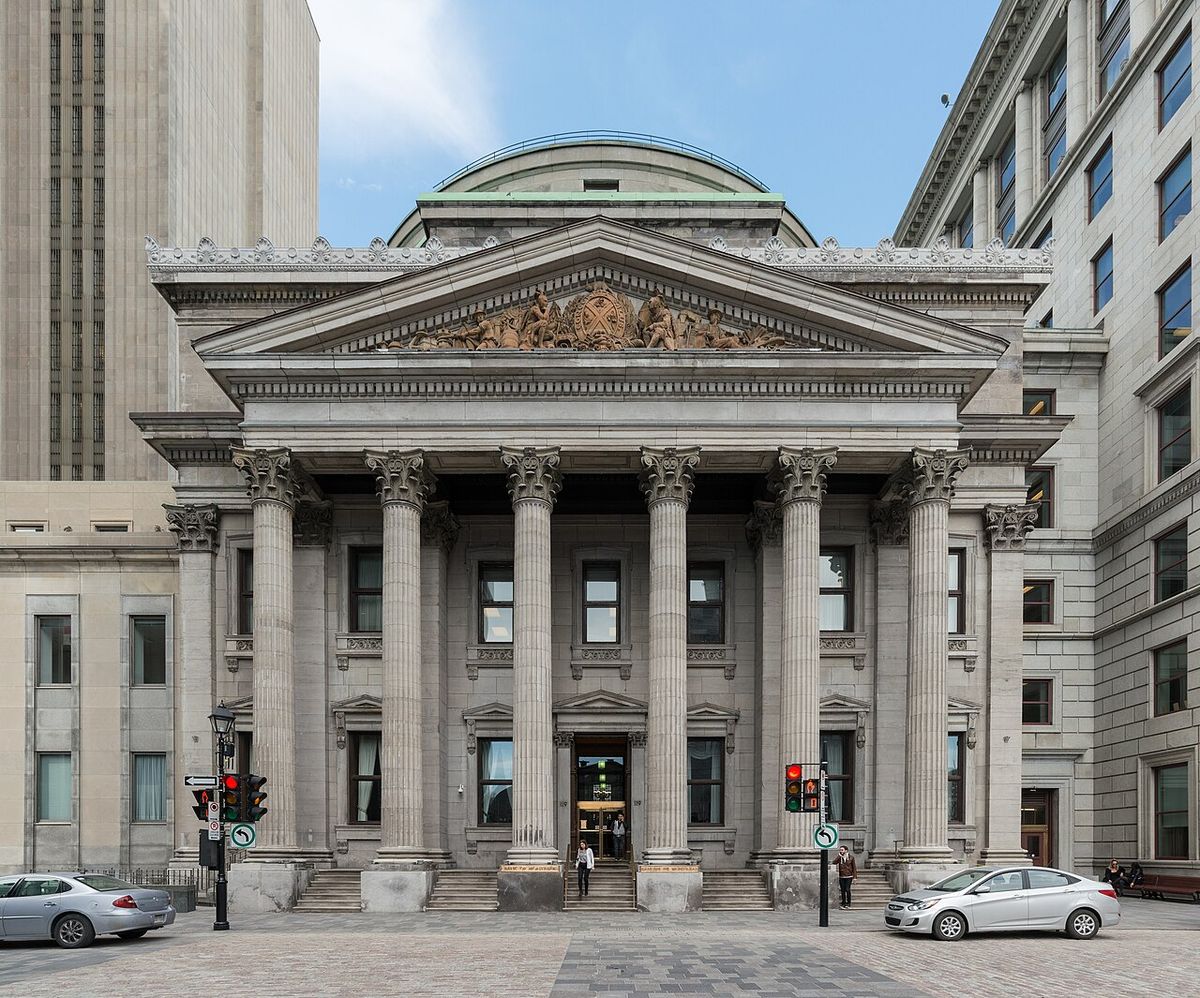 A southeast view of the Bank of Montreal's head office, Montréal