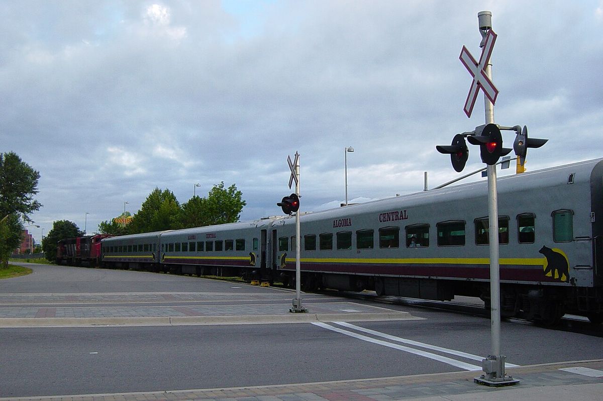 Algoma Central Railway's popular Agawa Canyon Tour Train, as viewed in Sault Ste. Marie, Ontarioen. The former passenger station, at Station