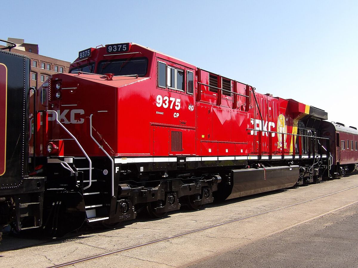 The brand-new CPKC painted locomotive in the new identity.