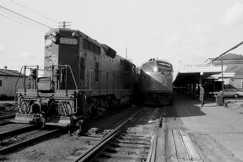 Amtrak's eastbound James Whitcomb Riley (the George Washington, if before May 19) at Main Street Station in Charlottesville, Virginia in 197