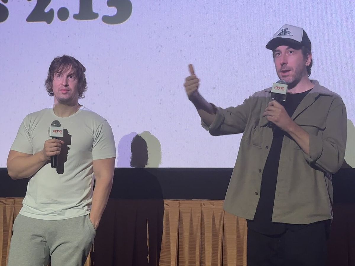 Matt Johnson and Jay McCarrol at a Q&A for their film, Nirvanna the Band the Show the Movie, at The Grove in Los Angeles, 13 Feb 2026.