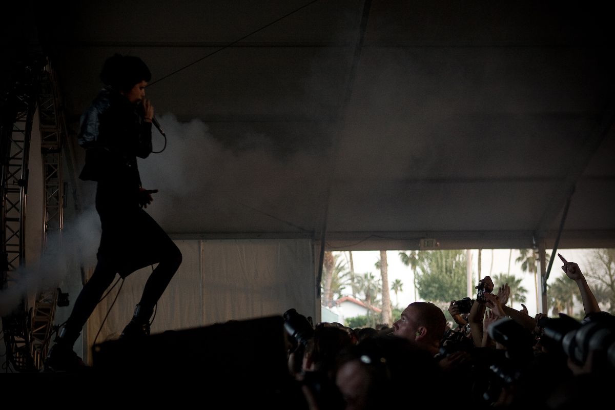 Alice Glass of Crystal Castles performing at Coachella 2009.