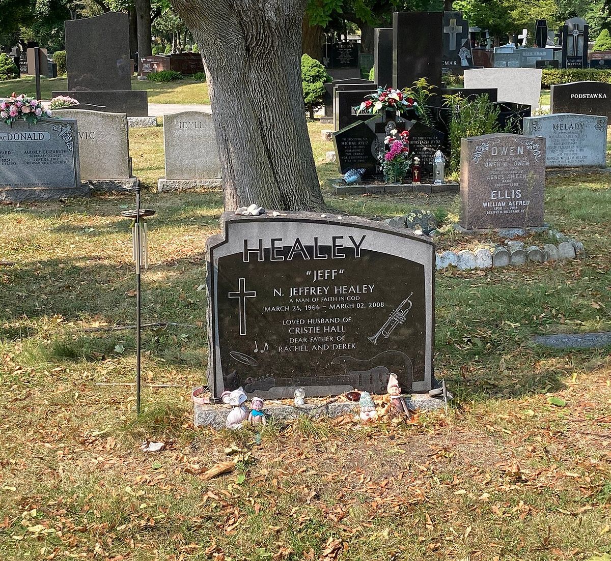 Grave of Norman Jeffrey Healey (1966–2008) at Park Lawn Cemetery, Toronto